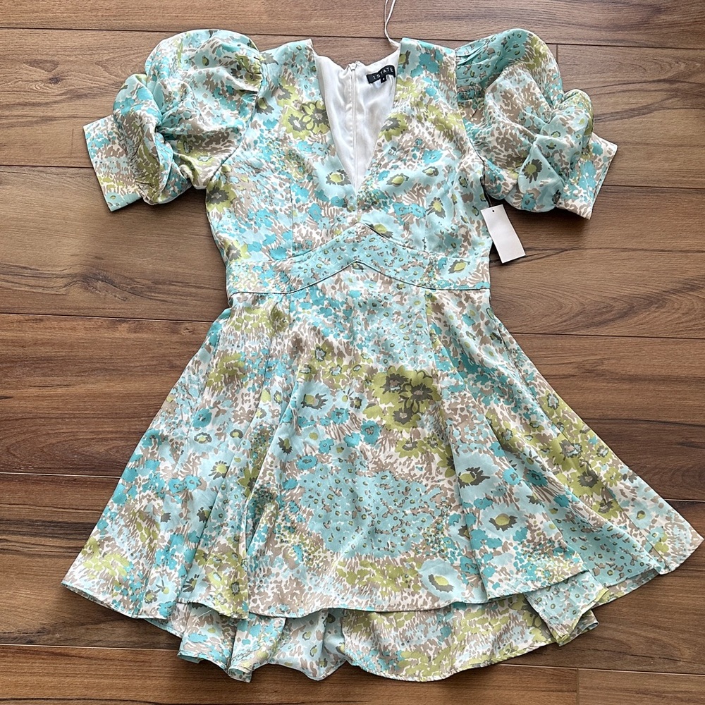 1 State Floral Puff Sleeve Dress